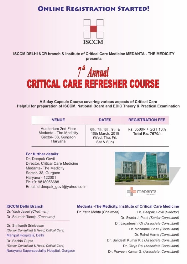 ISCCM 7th Annual Critical Care Refresher Course 2019 (Videos)