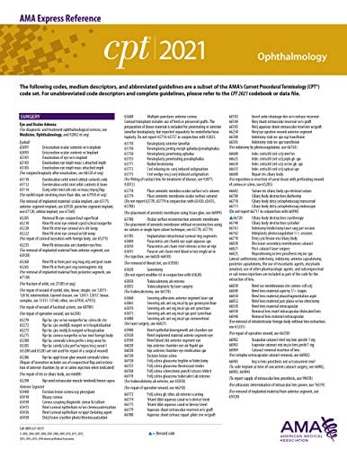 Ophthalmology (CPT 2021 Express Reference Coding Card) (Original PDF from Publisher)
