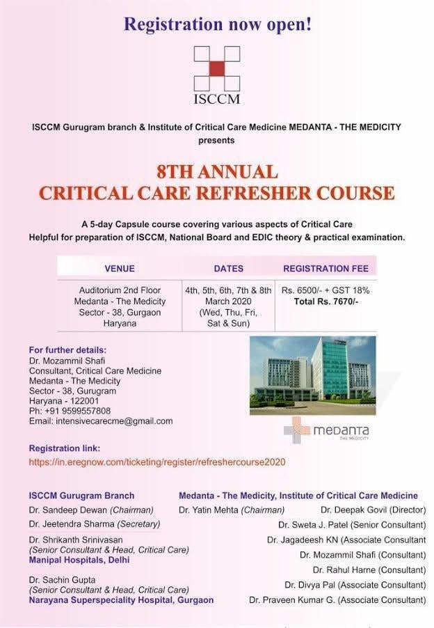 ISCCM 8th Annual Critical Care Refresher Course 2020 (Videos)